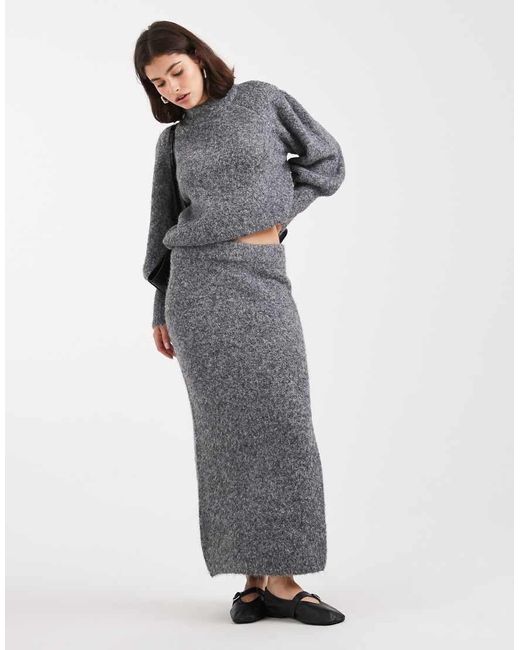 ASOS Gray Fluffy Maxi Skirt Co-Ord
