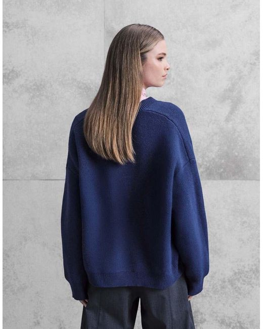 ASOS Blue Extreme Boxy V Neck Structured Jumper