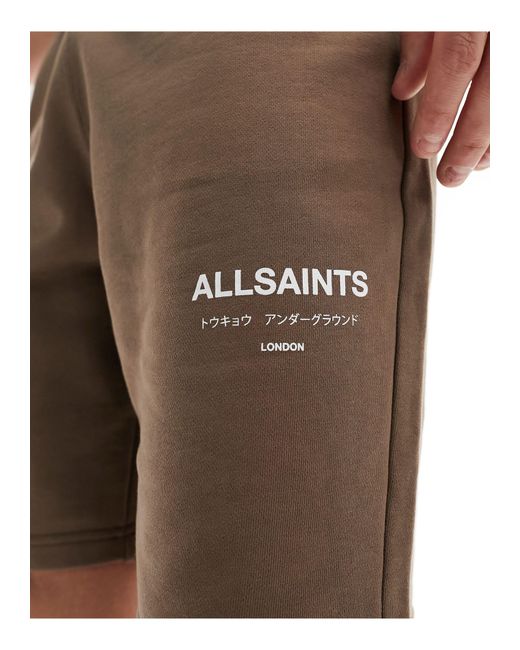 Exclusivité asos - - underground - short en molleton - marron AllSaints pour homme en coloris White