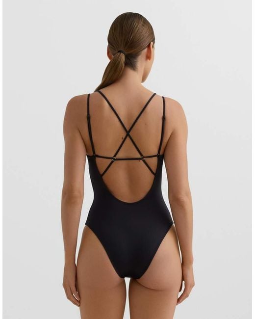 Oysho Blue Crossover Strap Swimsuit