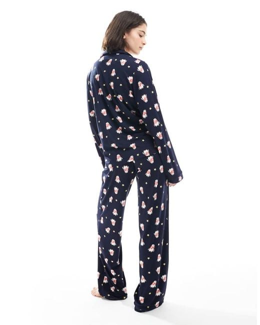 Loungeable Blue Christmas Supersoft Jersey Pyjama Set