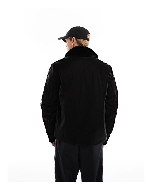 ASOS High Shine Faux Leather Jacket With Faux Fur Collar in Black for