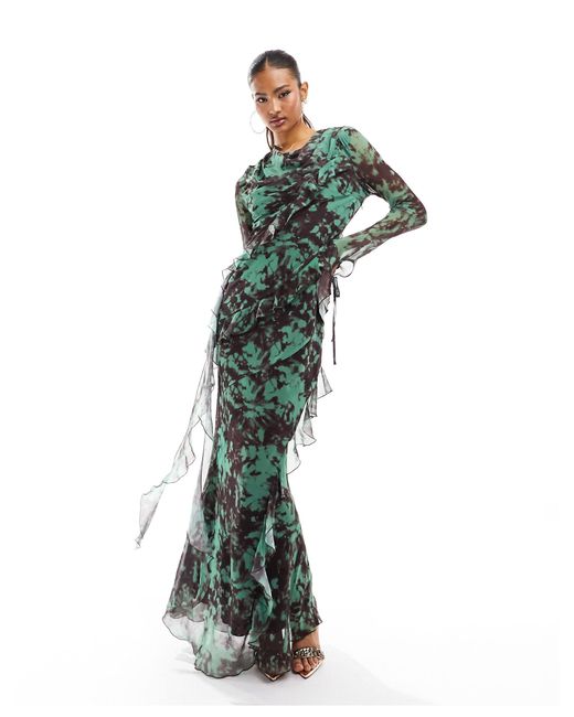 DASKA Green Tiered Chiffon Dress
