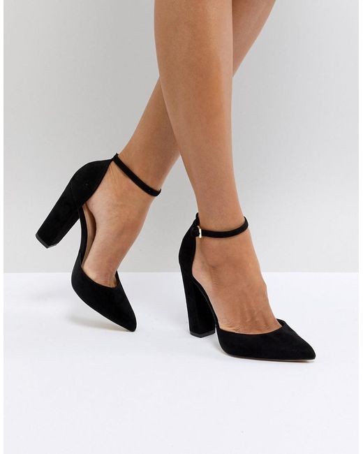 ALDO Nicholes Black Ankle Strap High Heeled Pointed Shoe