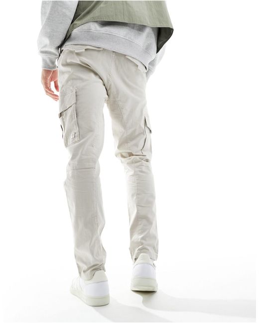 Only & Sons White Slim Fit Tapered Cargo for men