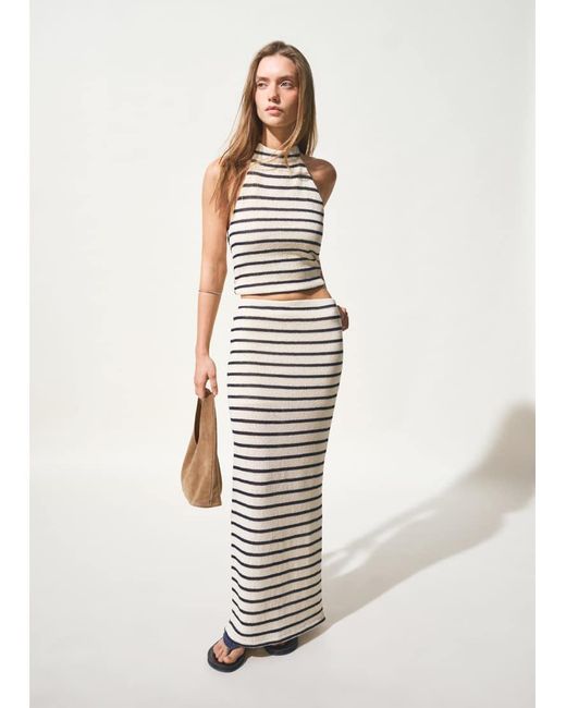 Mango White Teen Knitted Halterneck Top Co-ord