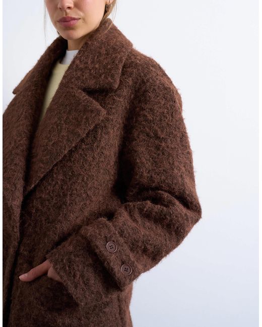 TOPSHOP Brown Unlined Soft Brushed Chuck On Longline Coat