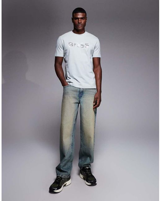 Boss White Insignia Chest Print Logo T-shirt for men