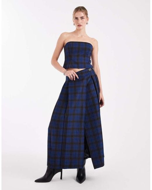 ASOS Blue Tailored Midi Skirt