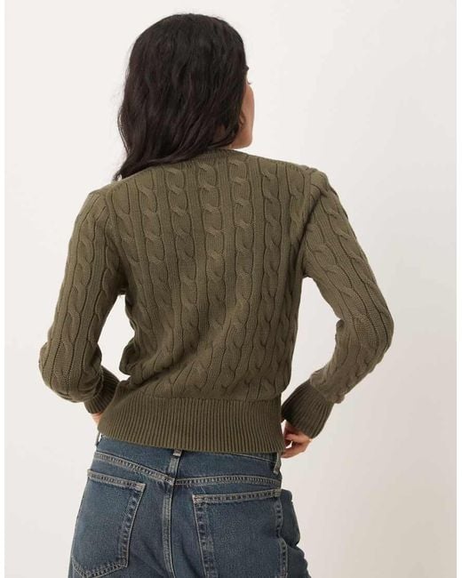 Polo Ralph Lauren Green Icon Logo Cotton Cable Knit Cardigan