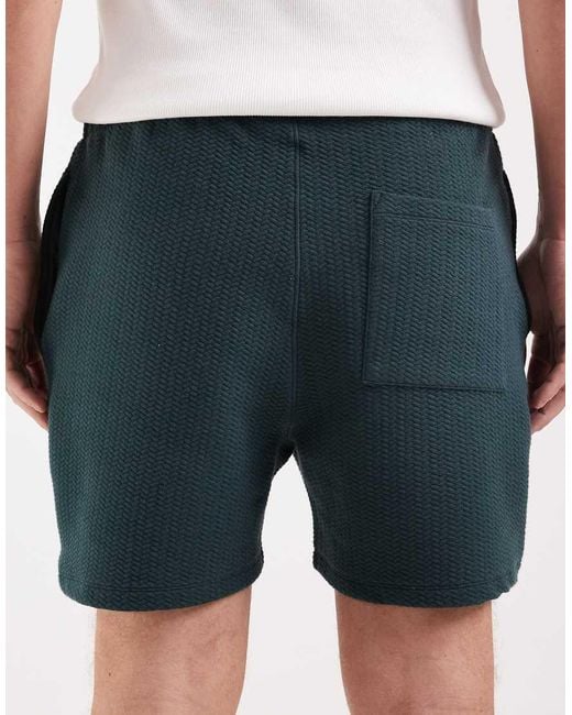 ASOS Green Oversized Bubble Herringbone Jersey Shorts for men