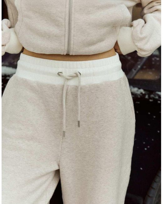 4th & Reckless Brown Cotton Rich Elasticated Waistband Wide Leg Relaxed jogger Co-ord