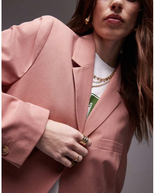 TOPSHOP Brown Single Button Tailored Blazer