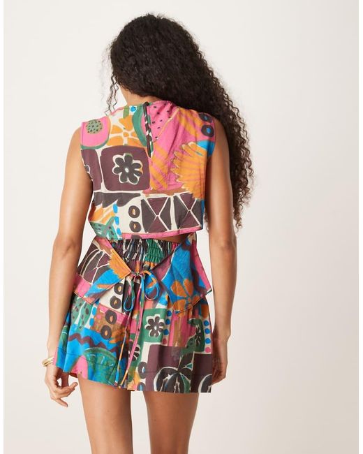 ASOS Multicolor Open Tie Back Shell Top Co-ord