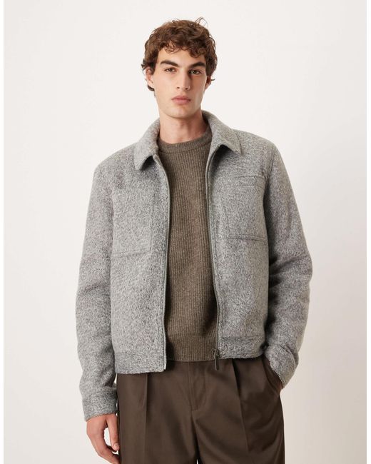 Blouson harrington en imitation laine ASOS pour homme en coloris Gray