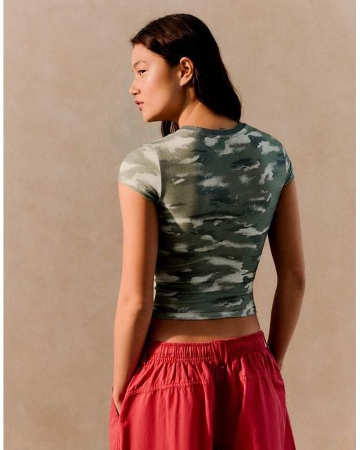 Bershka Brown Fitted Short Sleeve Camouflage T-Shirt