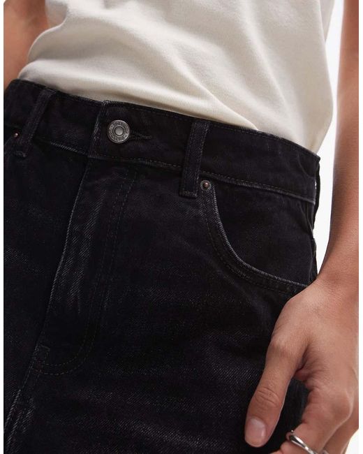 TOPSHOP Red Denim Mini Pelmet Skirt