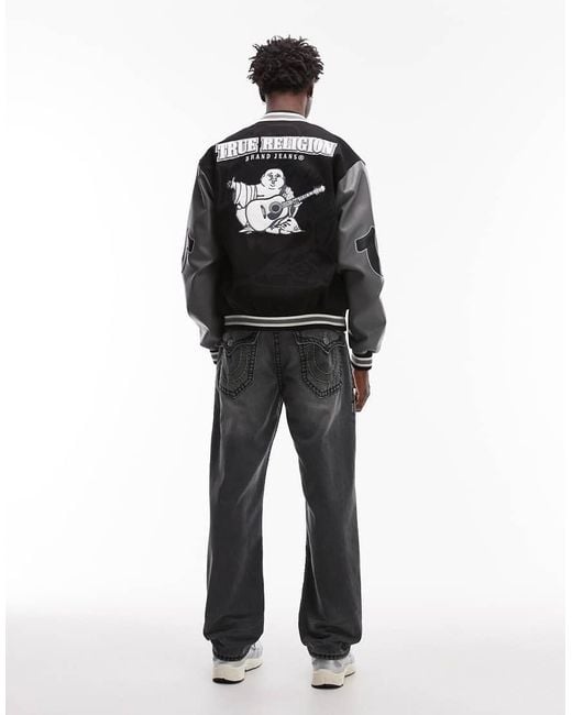 True Religion Black Bobby Super T Flap Pocket Baggy Jeans for men