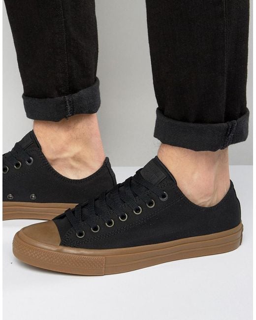 Converse Canvas Chuck Taylor All Star Ii Ox Sneakers With Gum Sole In Black  155501c for Men | Lyst