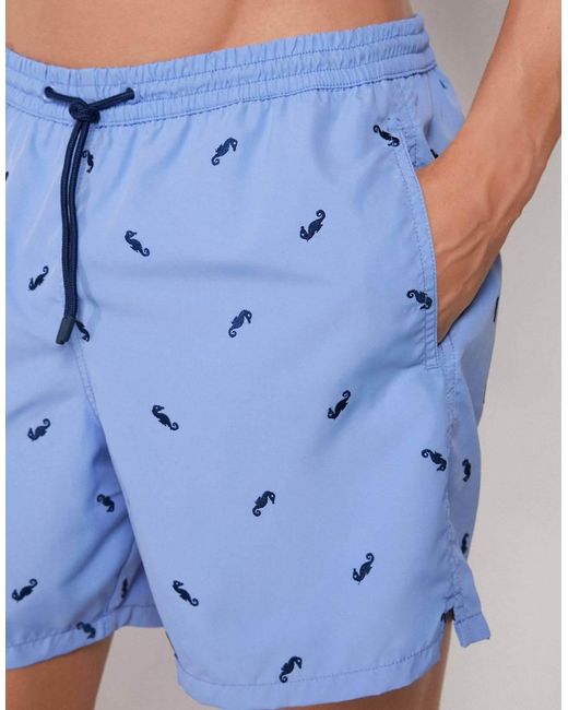 Calzedonia Blue Pattern Swim Boxer Formentera for men