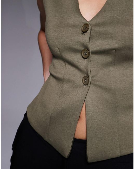 Exclusivité - - veston boutonné à taille cintrée en tissu doux Kaiia en coloris Gray