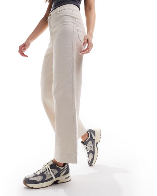 Monki White High Waist Ankle Length Trousers