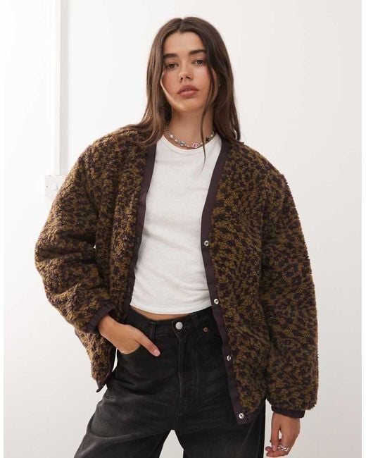Vans Brown Suffolk Cheetah Check Pile Coat