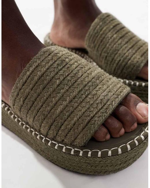 Sandalias Beis Estilo Alpargatas Sin Cierres Con Plataforma Plana Jordyn De -Verde ASOS de color Brown