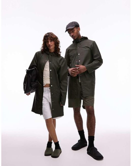 Rains Black 12020 Waterproof Long Jacket