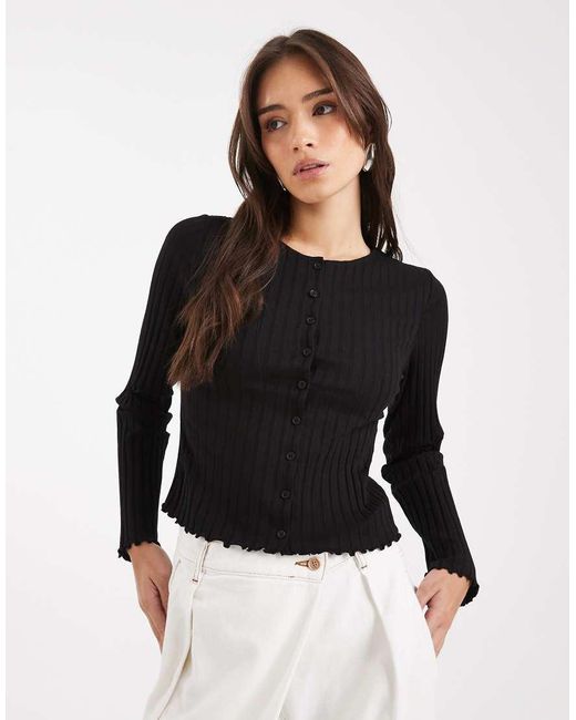 Miss Selfridge Geribbeld Vest in het Black