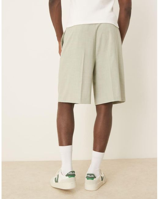 ASOS Wijde Short in het Natural voor heren