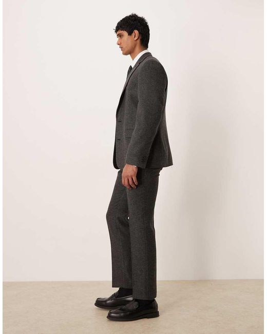 ASOS Natural Slim Suit Trouser With Wool for men