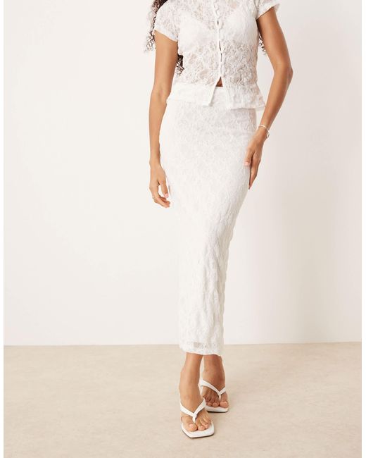 ASOS Natural – midirock aus durchscheinender spitze