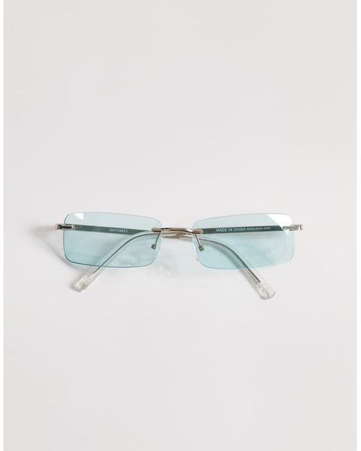 ASOS White Rectangle Rimless Sunglasses for men