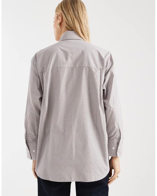 ASOS White Oversized Shoulder Pad Shirt With Satin Tie