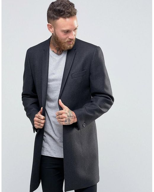 Hart hollywood By Nick Hart 1b Check Overcoat in Gray for Men | Lyst