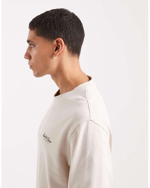 Jack & Jones White Sweatshirt With Script Logo for men