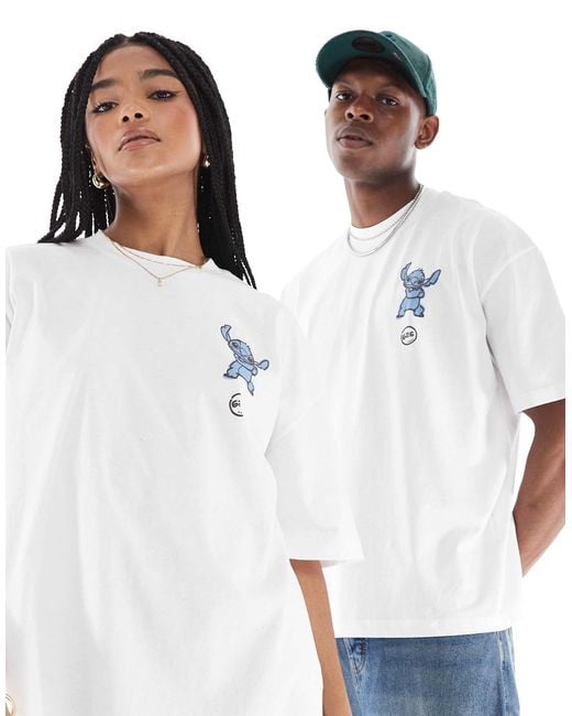 ASOS White Disney Unisex Oversized T-shirt With Stitch Prints