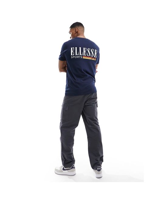 Ellesse – denron – es t-shirt mit grafischem rückenprint in Blue für Herren