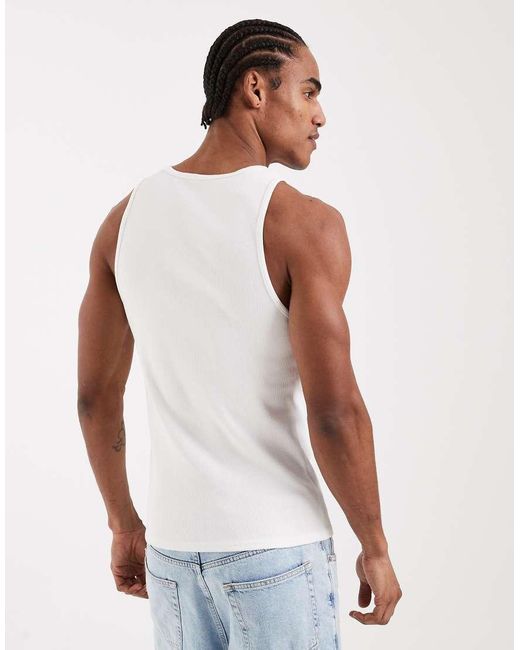 ASOS White Super Heavyweight Muscle Fit Vest With High Scoop for men