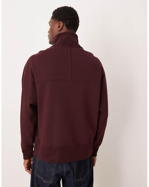 Calvin Klein Red High Neck Script Logo 1/4 Zip Sweatshirt for men