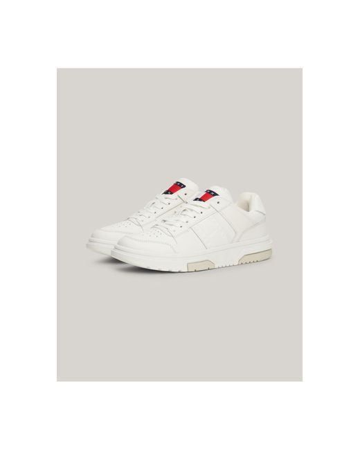 Tommy Hilfiger White Mixed Texture Trainers