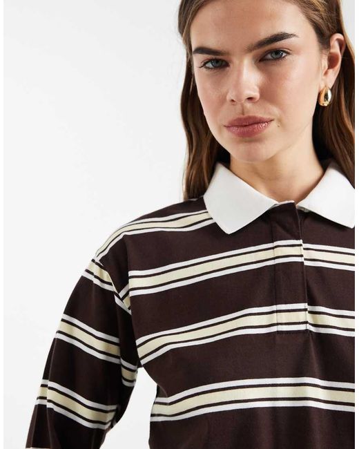 New Look Blue Striped Rugby Polo Top