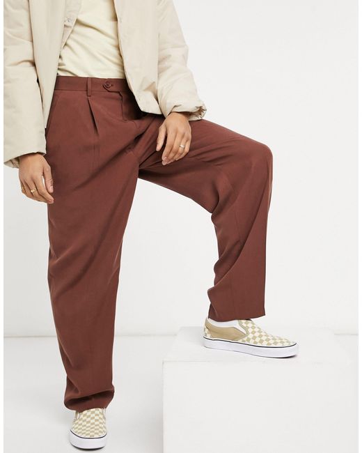 taal Ben depressief Teken een foto ASOS Smalle Pantalon Met Hoge Taille Van Keperstof voor heren | Lyst NL