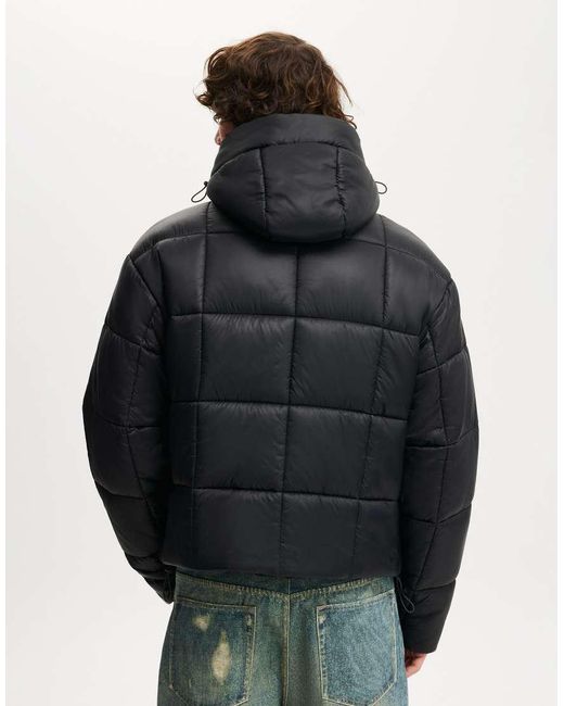 Cotton On Blue Cropped Puffer Jacket for men