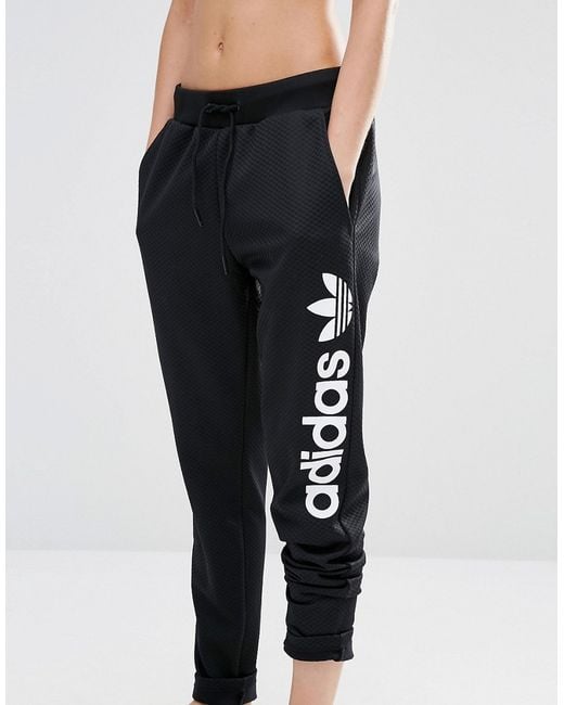 Adidas originals Originals Mesh Oversized Logo Sweat Pants in Black | Lyst