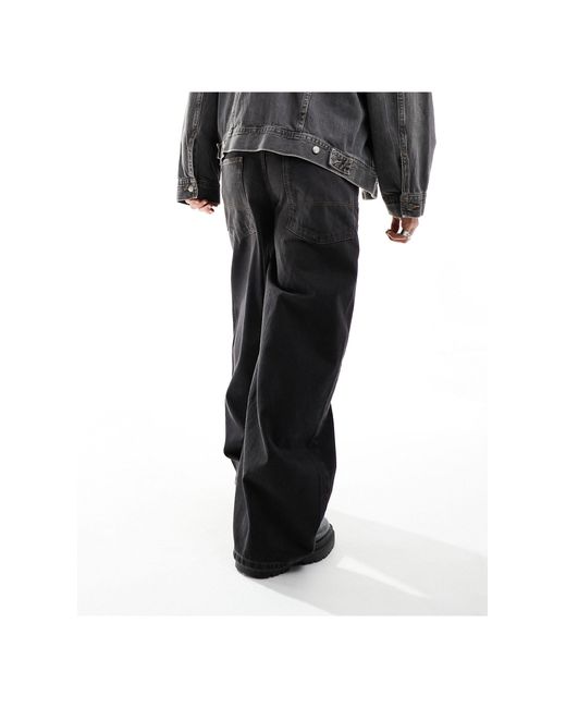 Collusion Black X013 Mid Rise Wide Leg Jeans for men