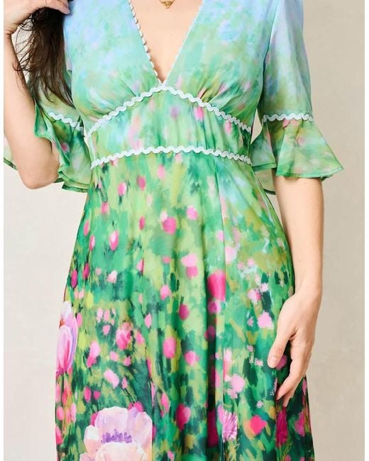 Hope & Ivy Green The Solenne Petite Thigh Split Maxi Dress