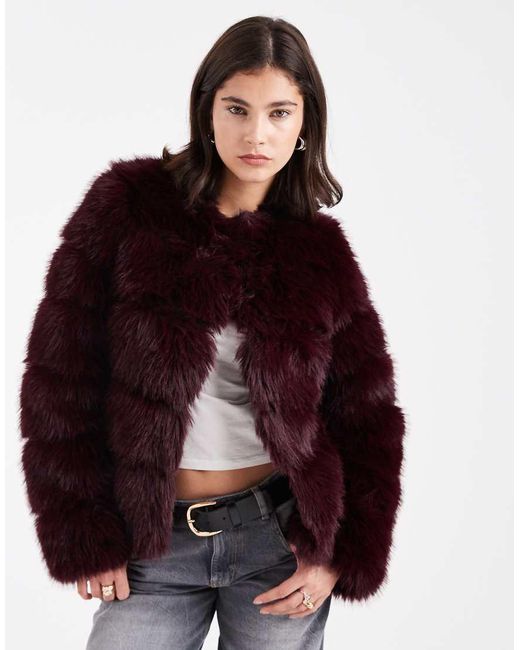 New Look Red Pelted Fur Jacket