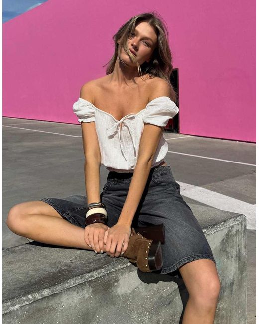 Bershka Pink Rustic Puff Sleeve Blouse